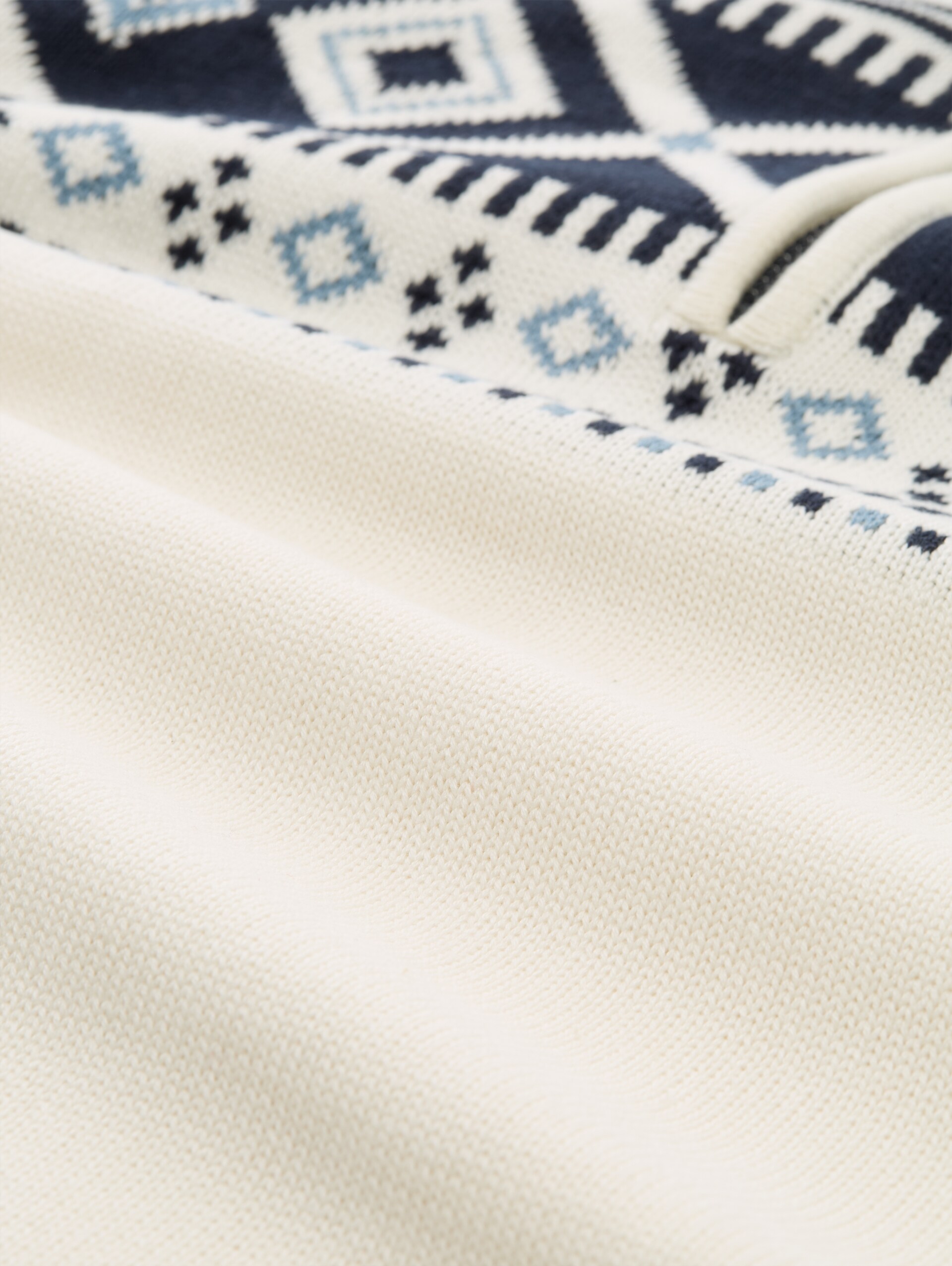 Fair-Isle Troyer Strickpullover - offwhite fair isle design - Material-Ansicht
