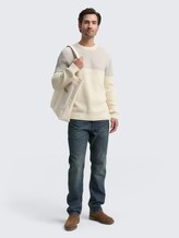 Sweat simple - offwhite grey plated mouline - Vue de face du modèle