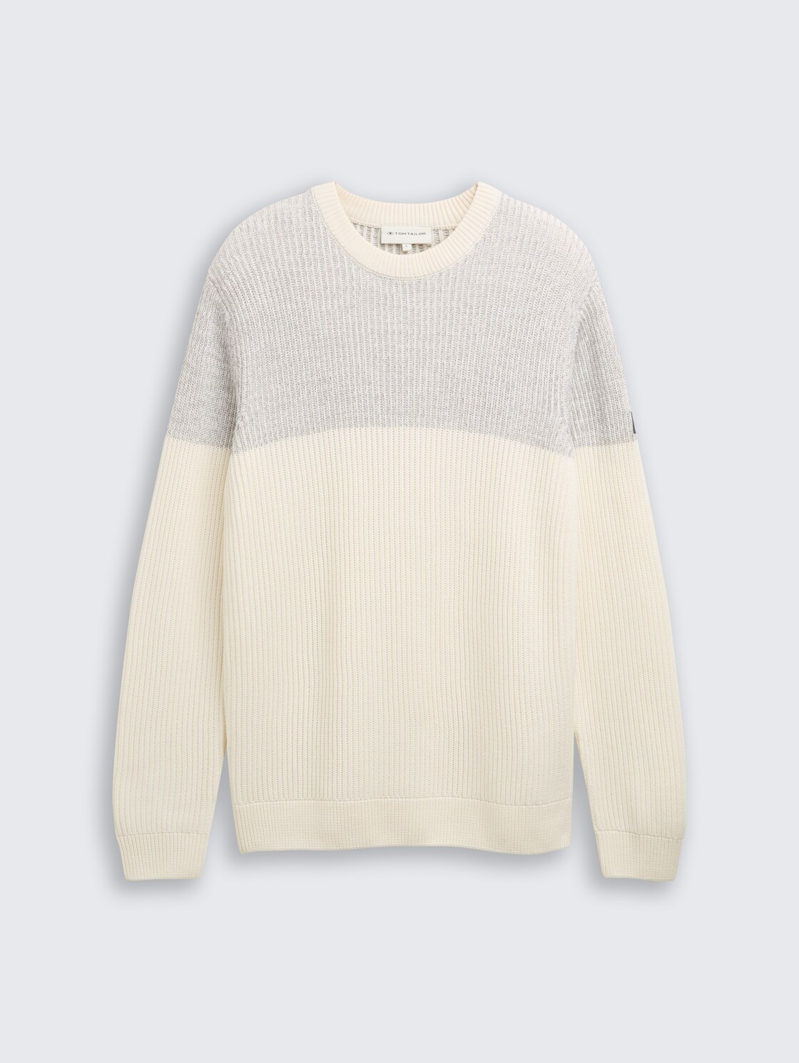 Strickpullover mit Rundhalsausschnitt - offwhite grey plated mouline