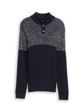 Nicht ausgewählt, Troyer Strickpullover mit Knopfleiste von , weiß