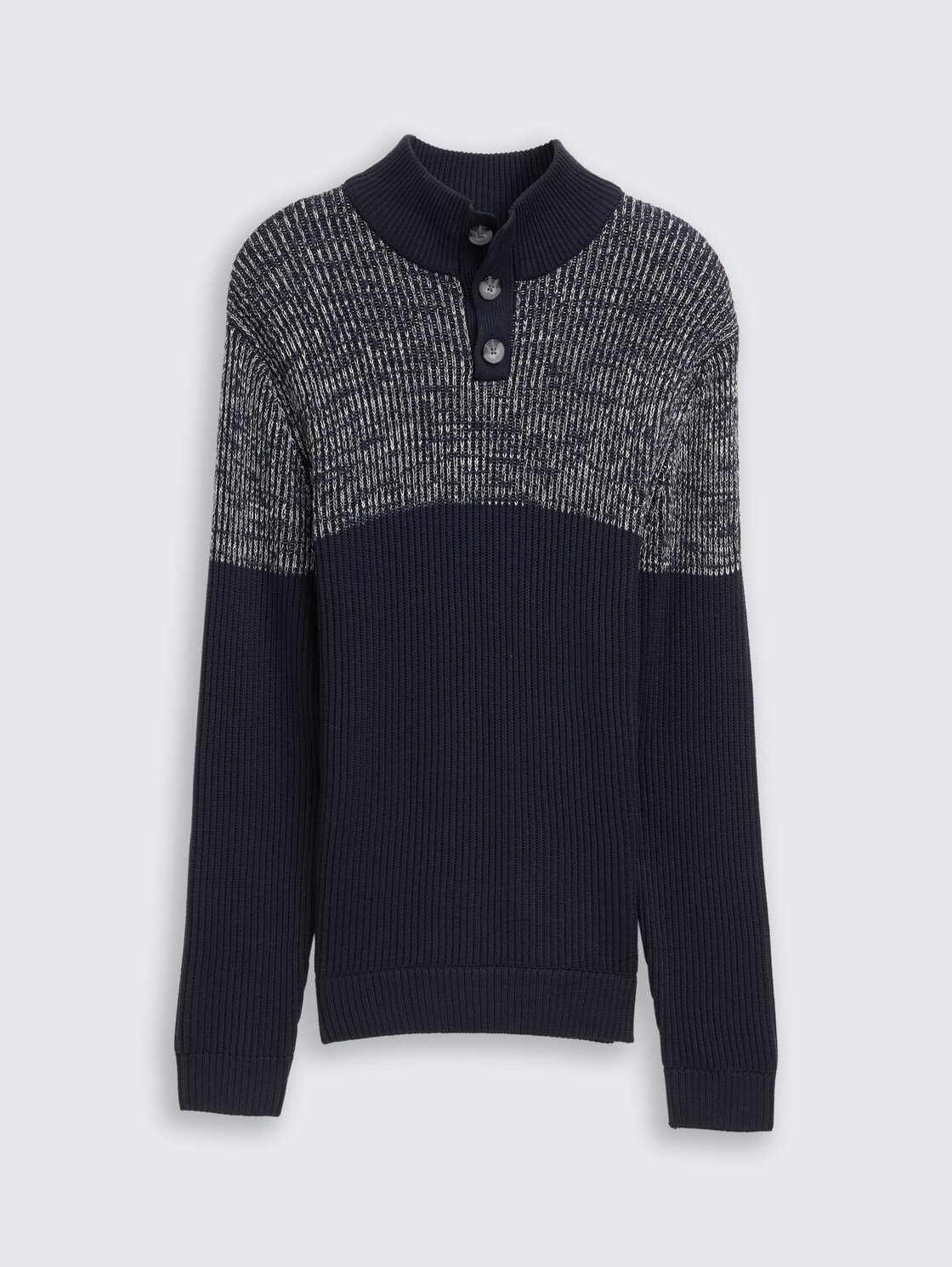 Troyer Strickpullover mit Knopfleiste - offwhite navy plated mouline
