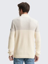 Troyer Strickpullover mit Knopfleiste - offwhite grey plated mouline