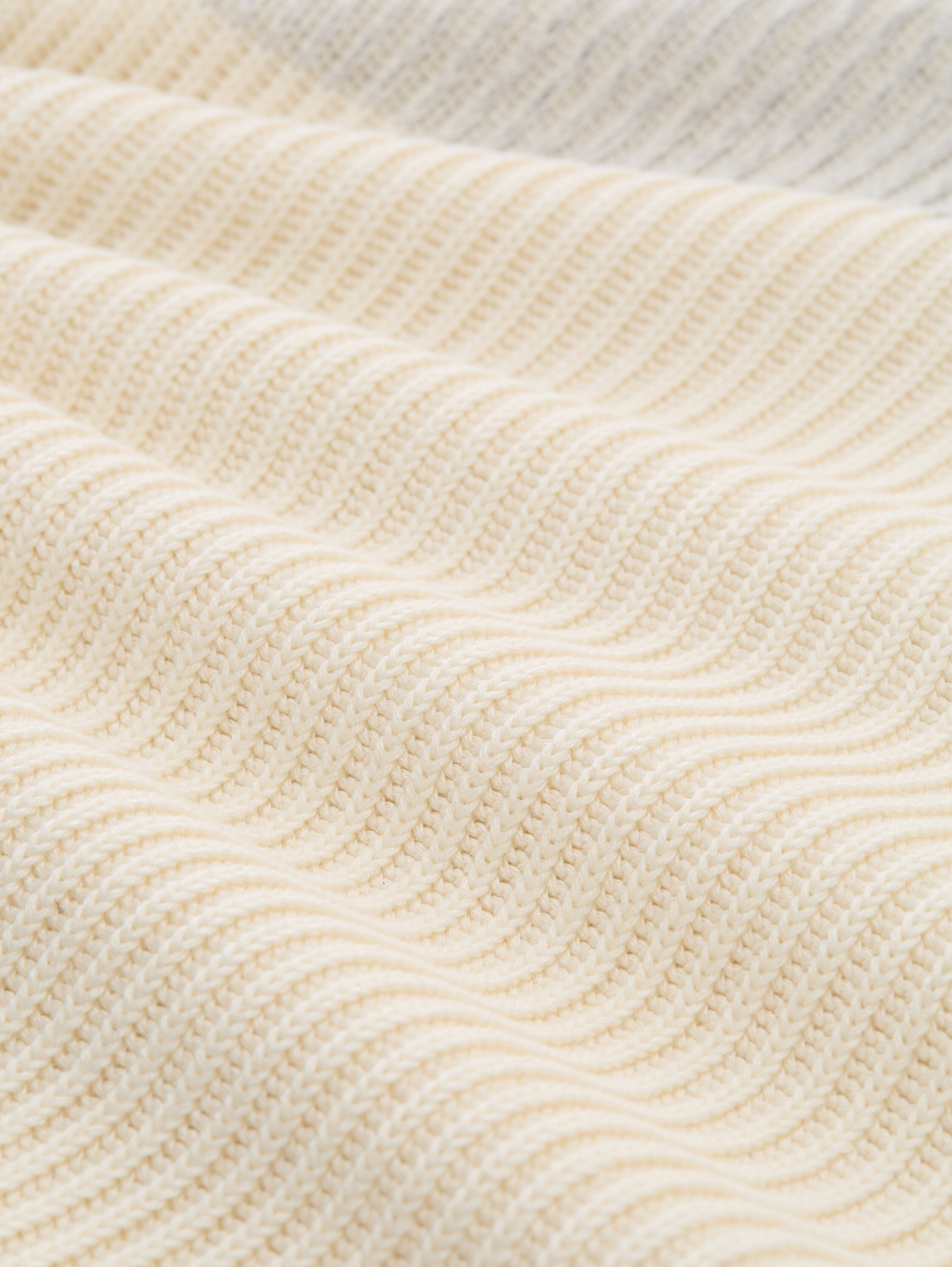 Troyer Strickpullover mit Knopfleiste - offwhite grey plated mouline - Material-Ansicht