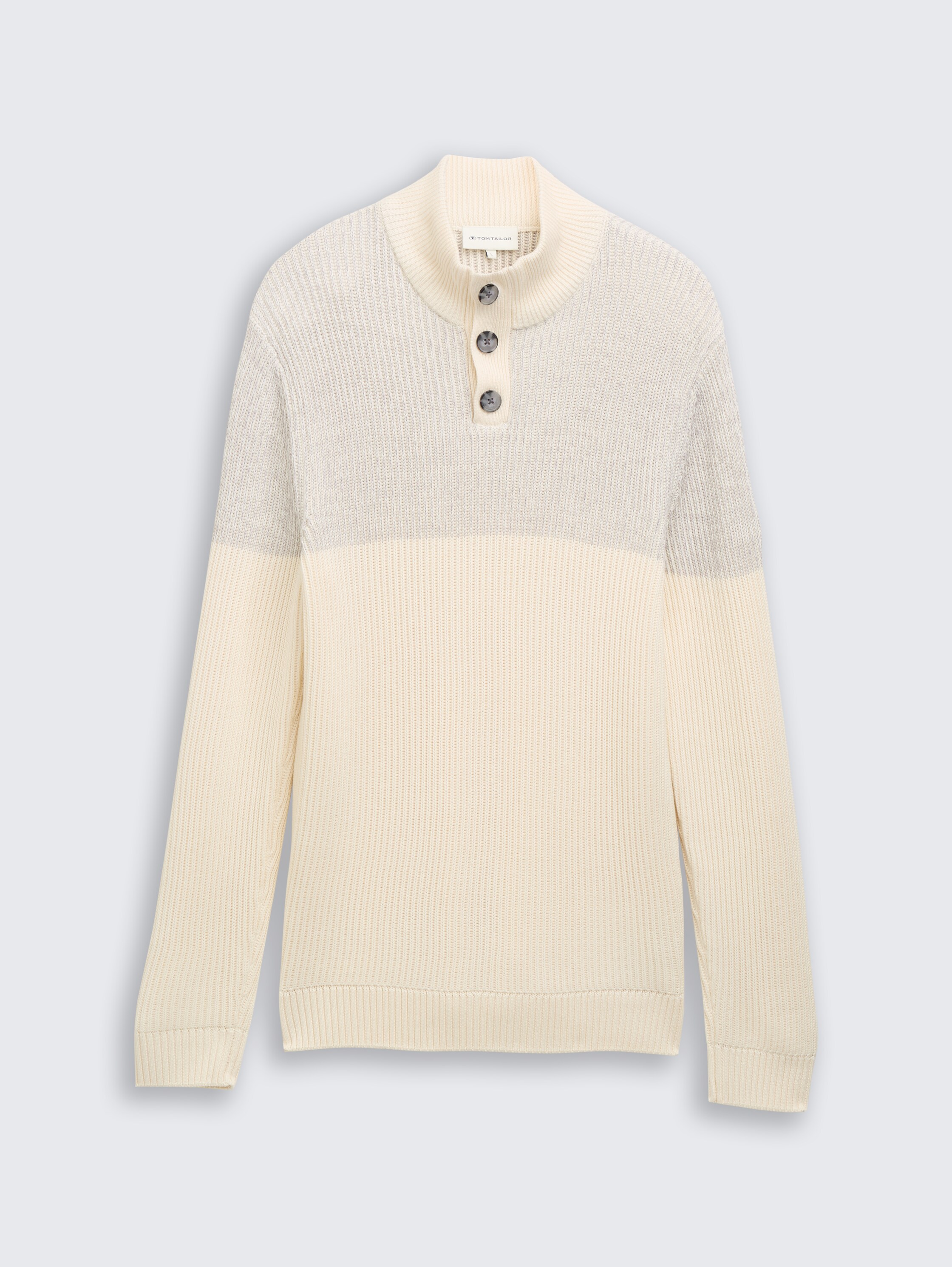 Troyer Strickpullover mit Knopfleiste - offwhite grey plated mouline