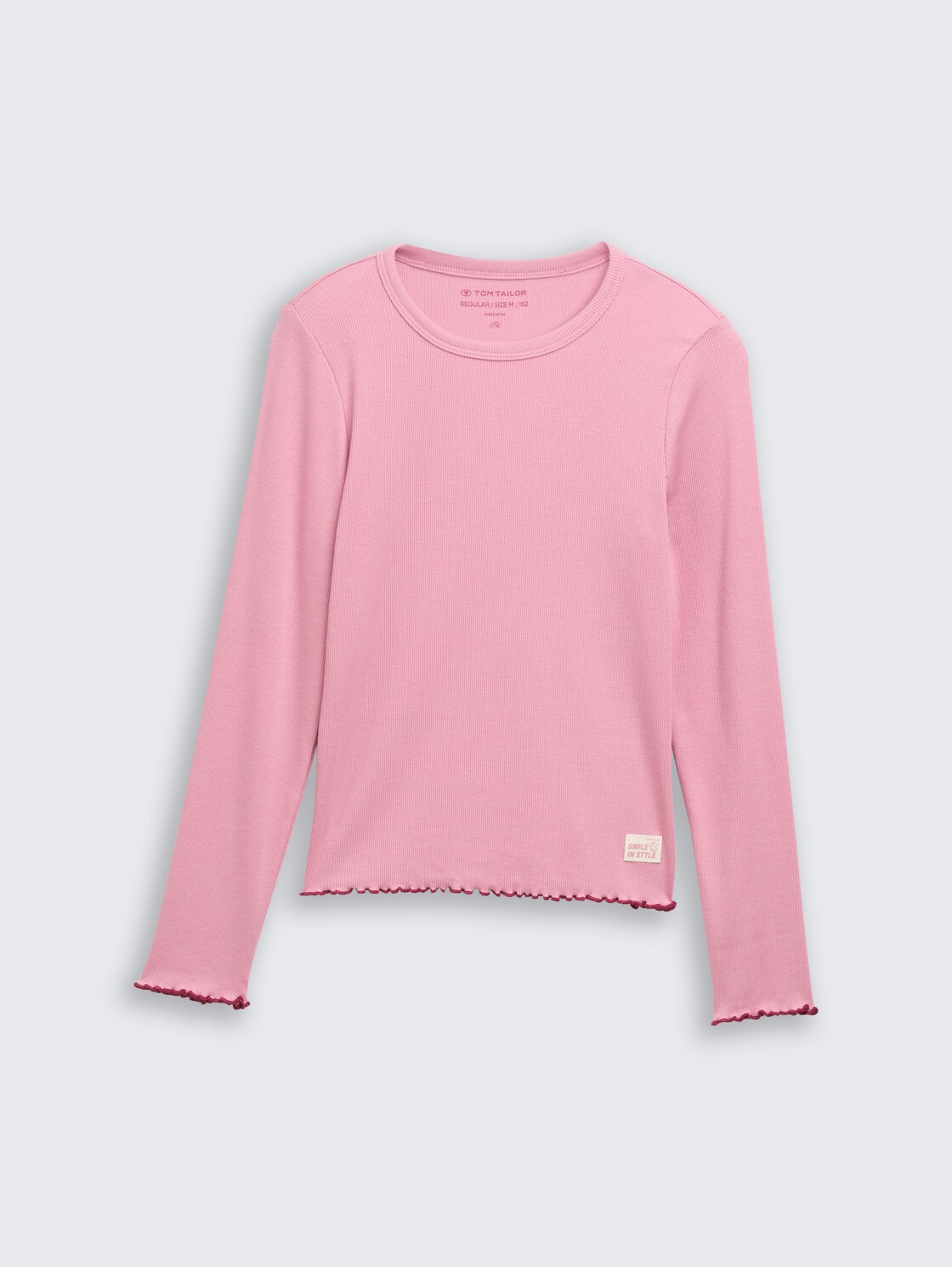 Basic Ripp Langarmshirt - soft tulip - Vorder-Produkt-Ansicht