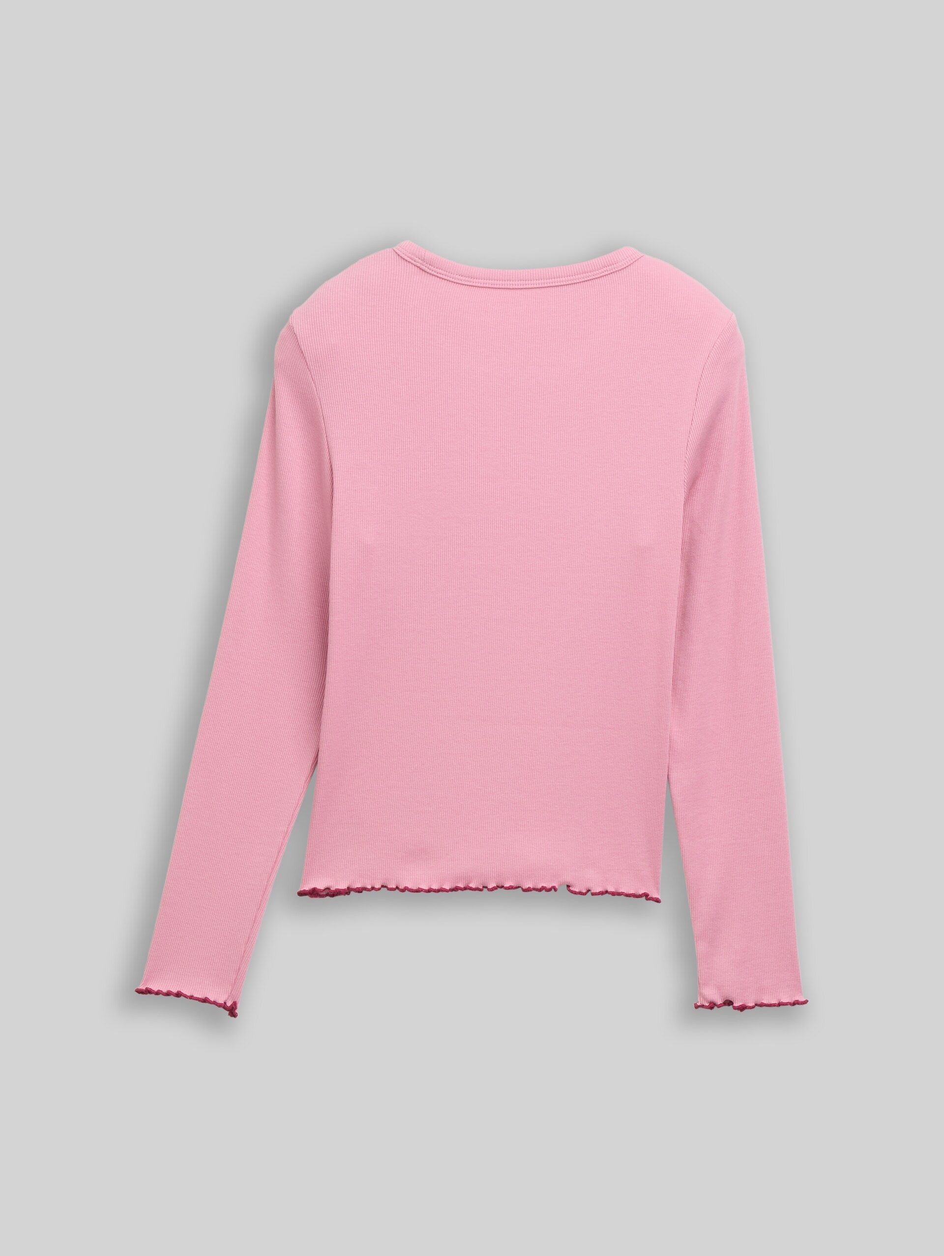Basic ribbed long-sleeved shirt - soft tulip