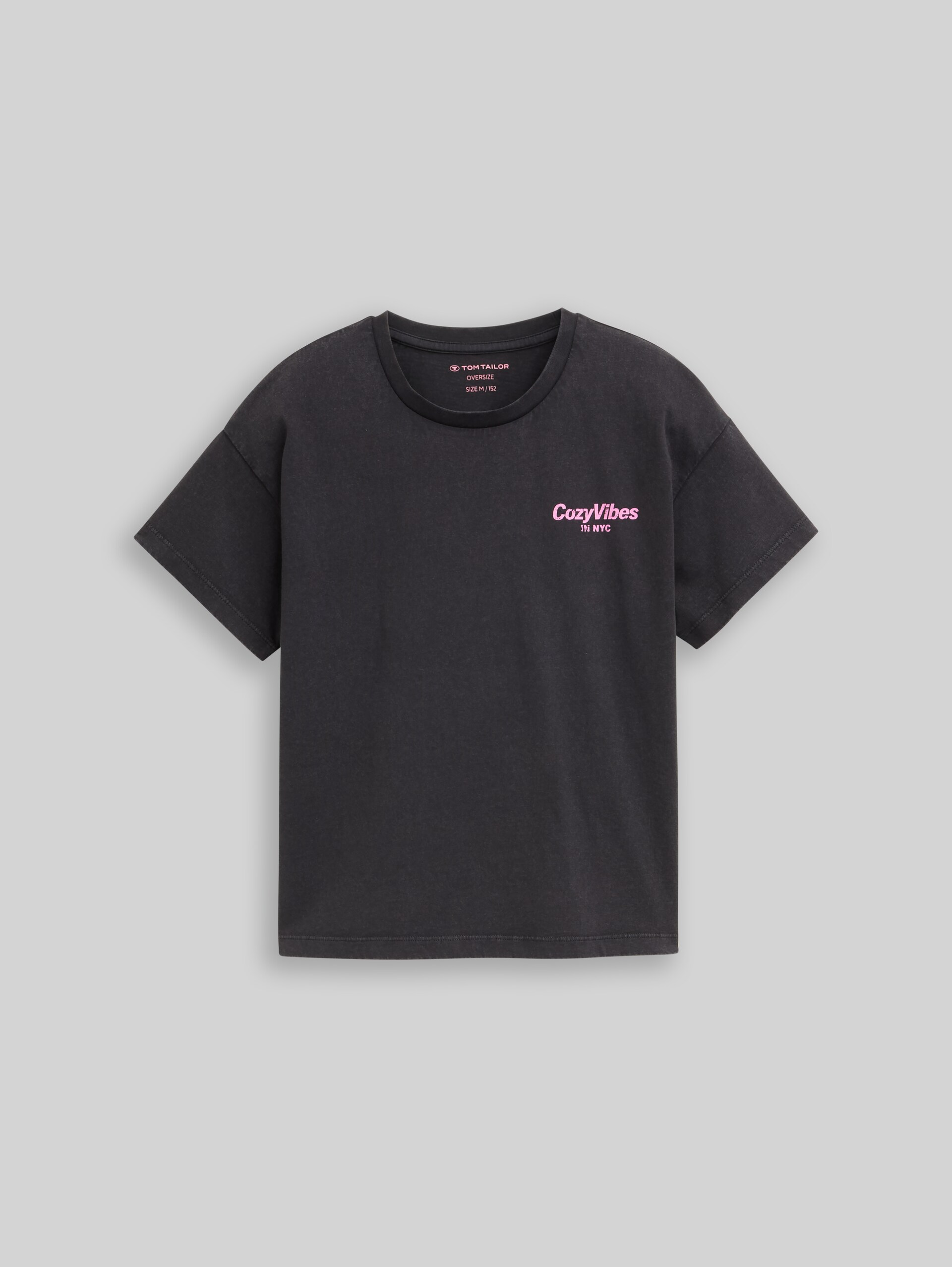 Oversized T-shirt with back print - heavy black - Front product view
