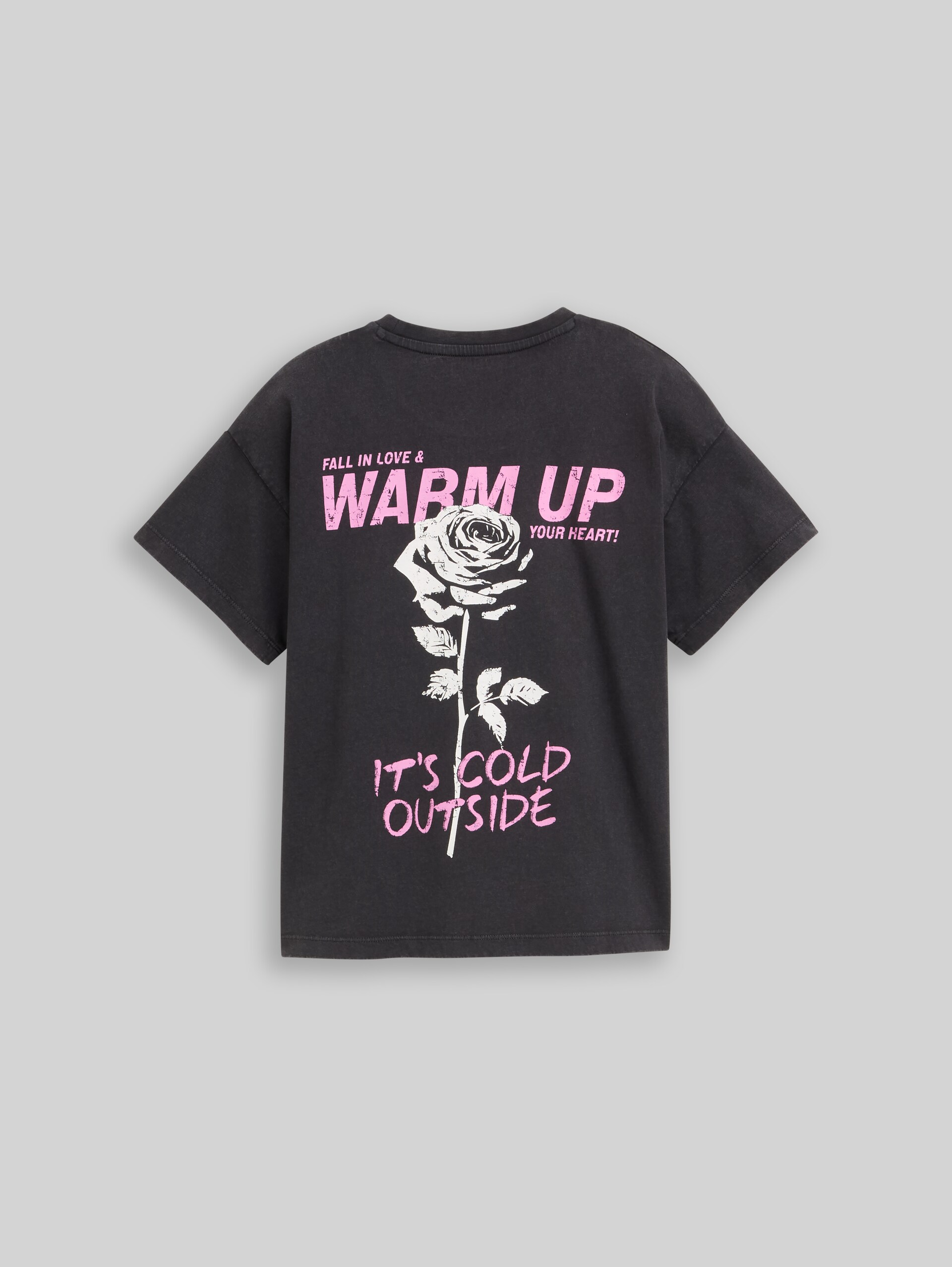 Oversized T-shirt with back print - heavy black