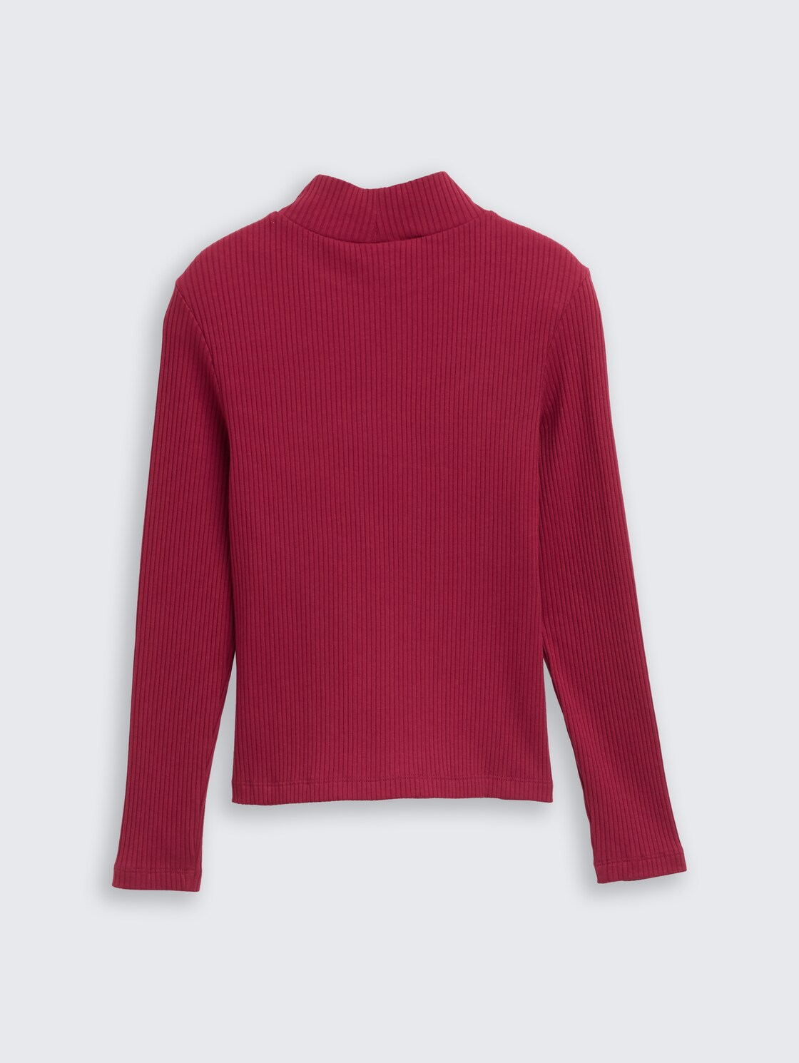 Ripp Langarmshirt mit Stehkragen - Beetroot Red