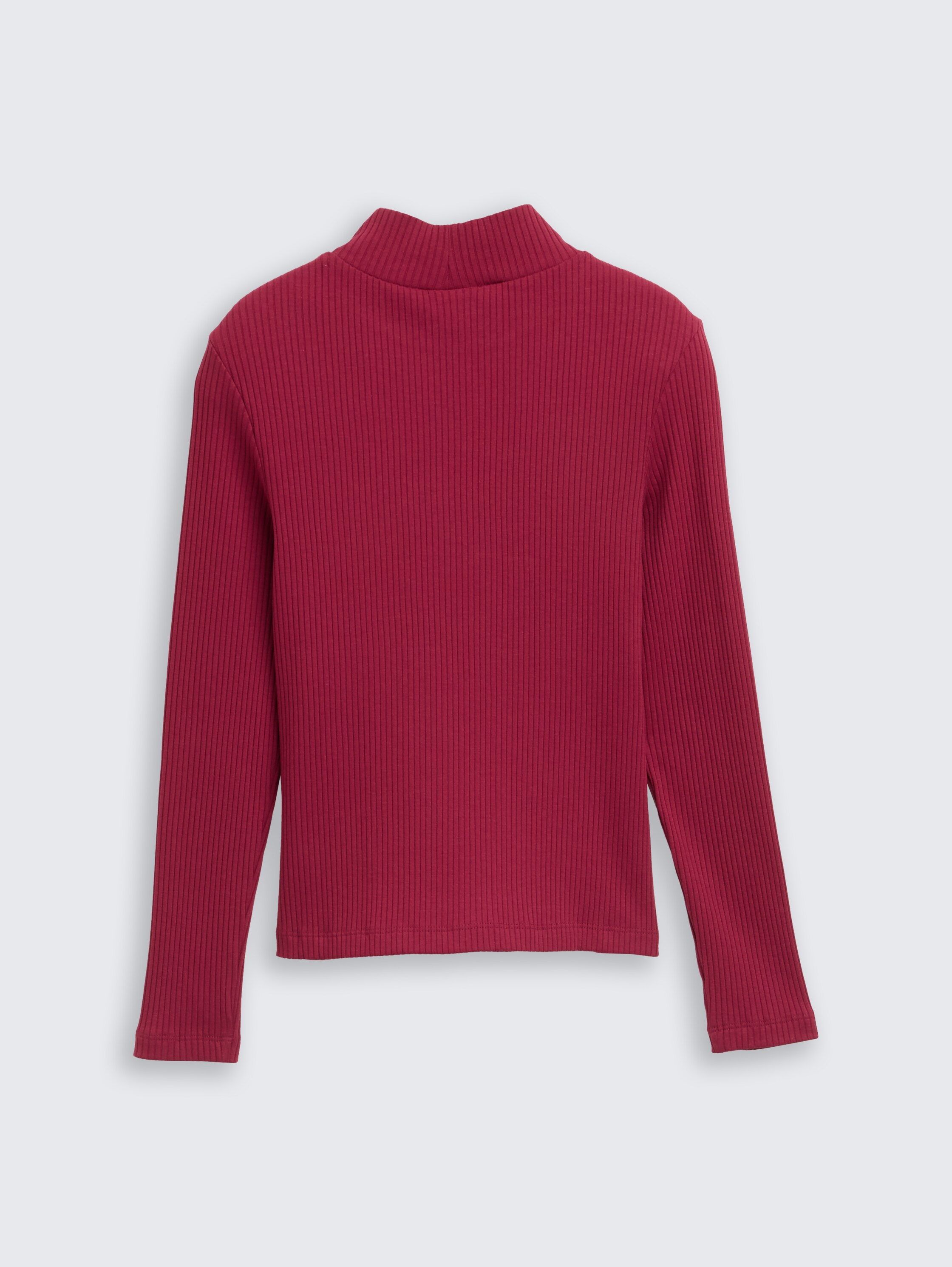Ribbed long-sleeved shirt with stand-up collar - beetroot_red - 