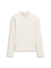 Selected, Ribbed long-sleeved shirt with stand-up collar by Tom Tailor, white