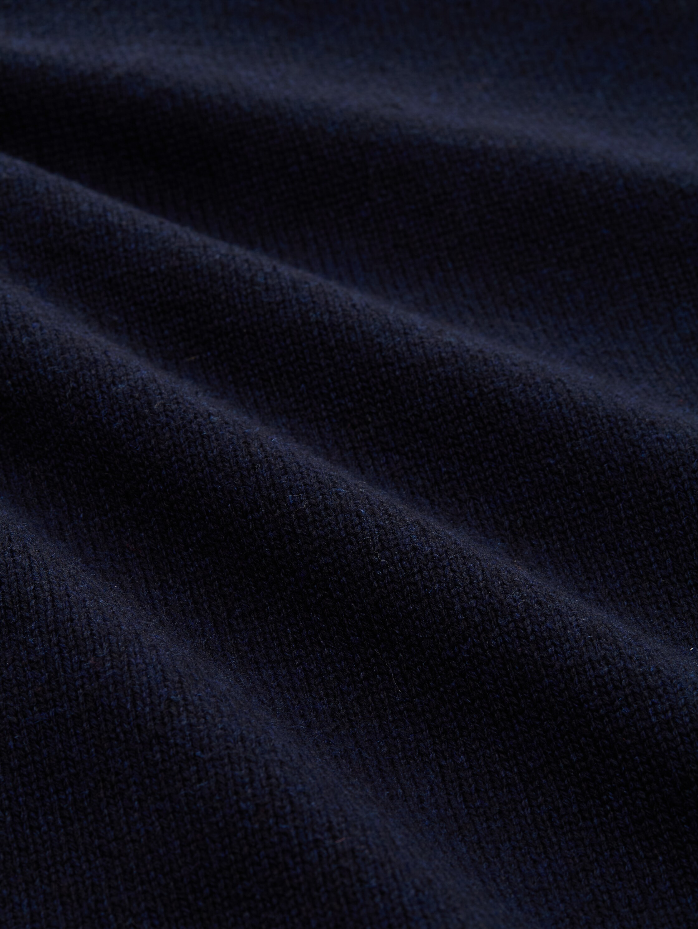 Gebreide trui met ribdetails - Knitted Navy Melange - Materiaalweergave