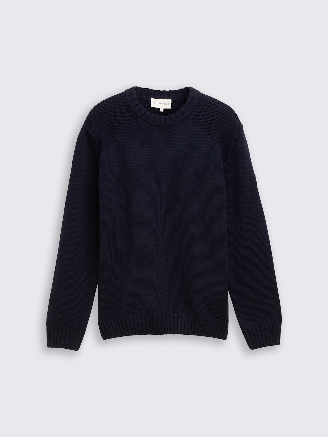 Strickpullover mit Ripp-Details - Knitted Navy Melange