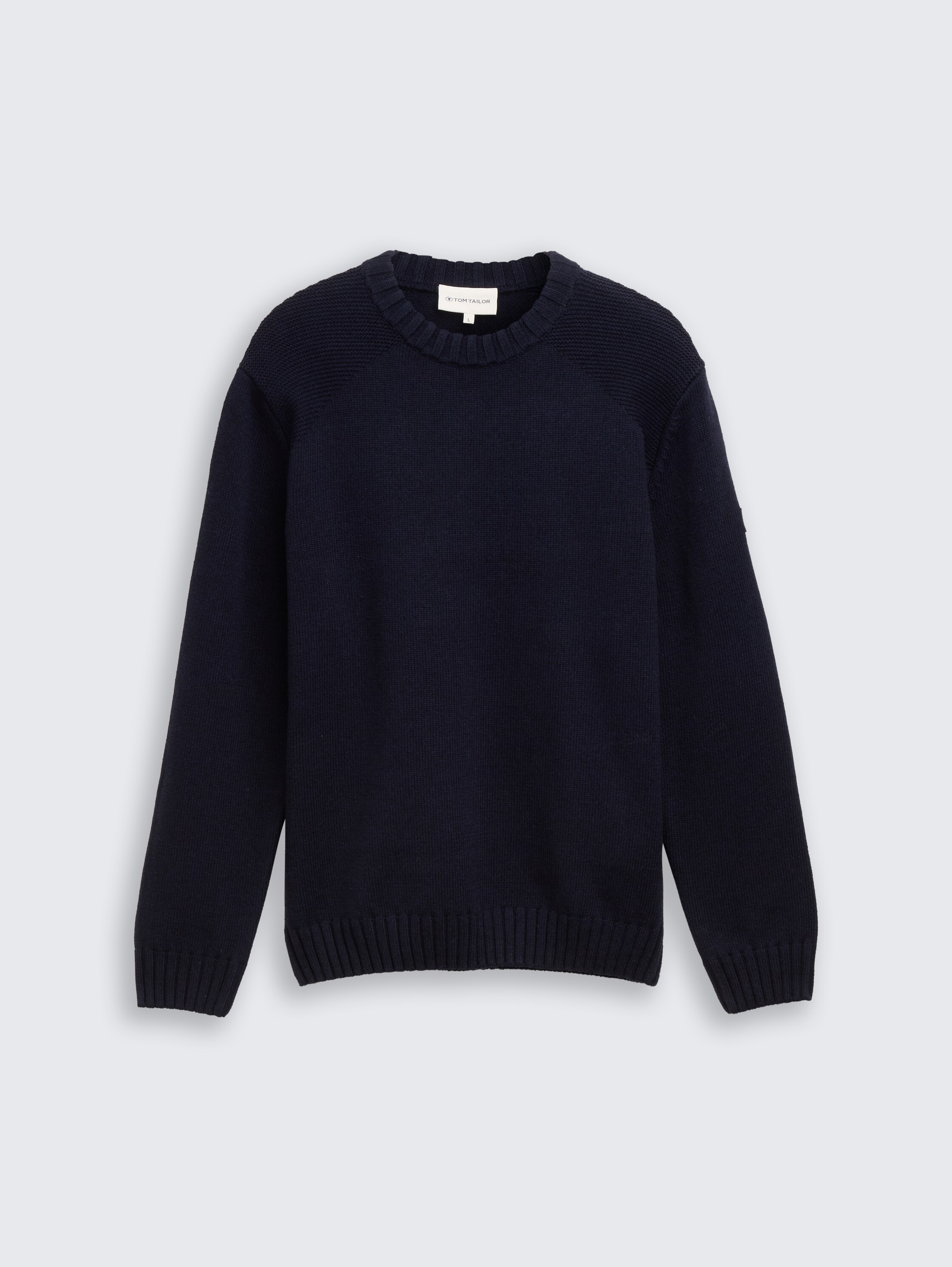 Gebreide trui met ribdetails - Knitted Navy Melange