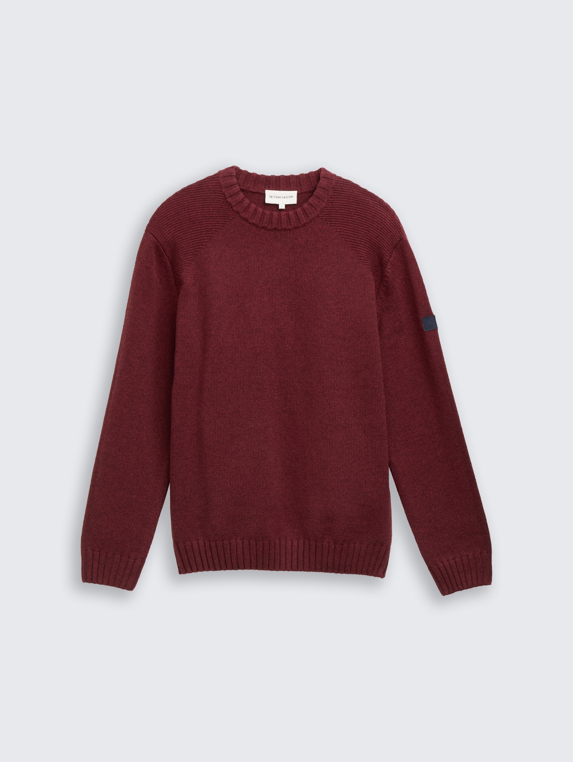 Strickpullover mit Ripp-Details - bordeaux melange