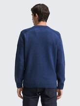 Strickpullover mit Ripp-Details - ocean blue melange