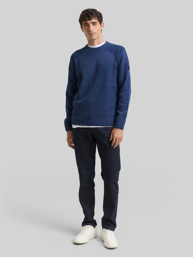 Strickpullover mit Ripp-Details von Men, ocean blue melange