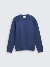 Strickpullover mit Ripp-Details - ocean blue melange