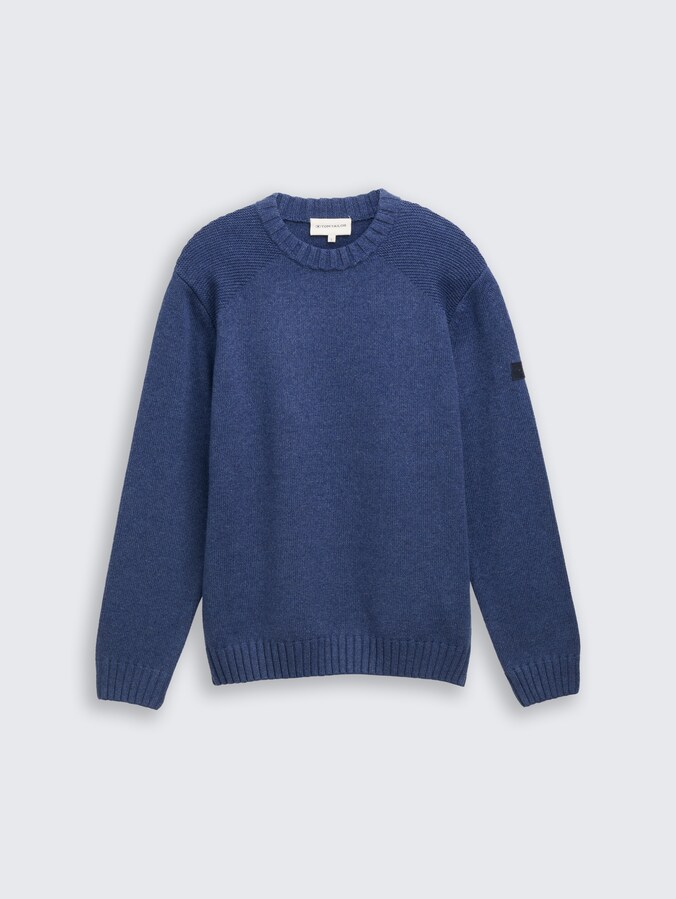 Tom Tailor Gebreide pullover met all-over motief in beige online kopen