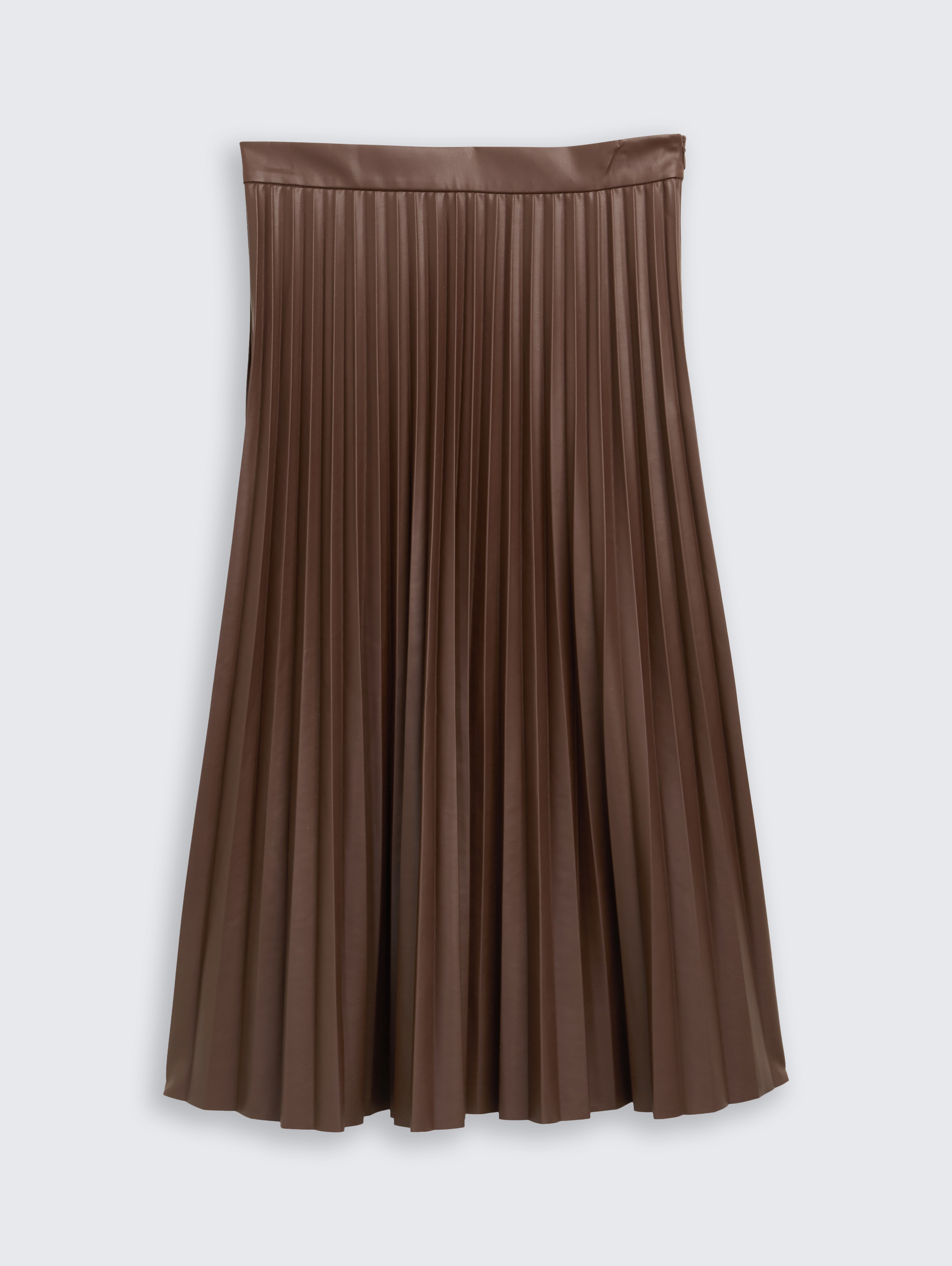 Plissee Midi-Rock in Lederoptik von Women, dark pecan brown