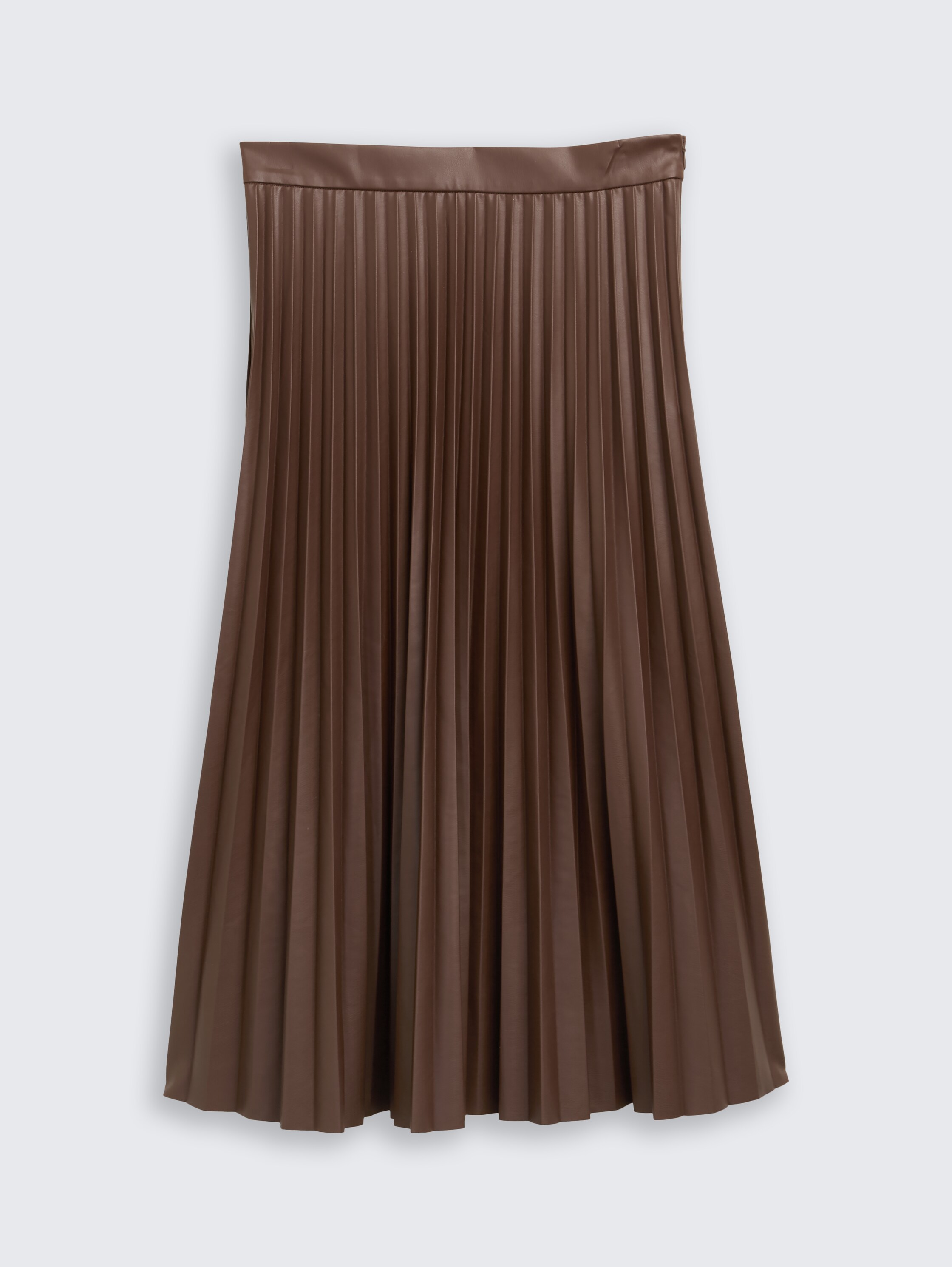 Plissee Midi-Rock in Lederoptik - dark_pecan_brown - 