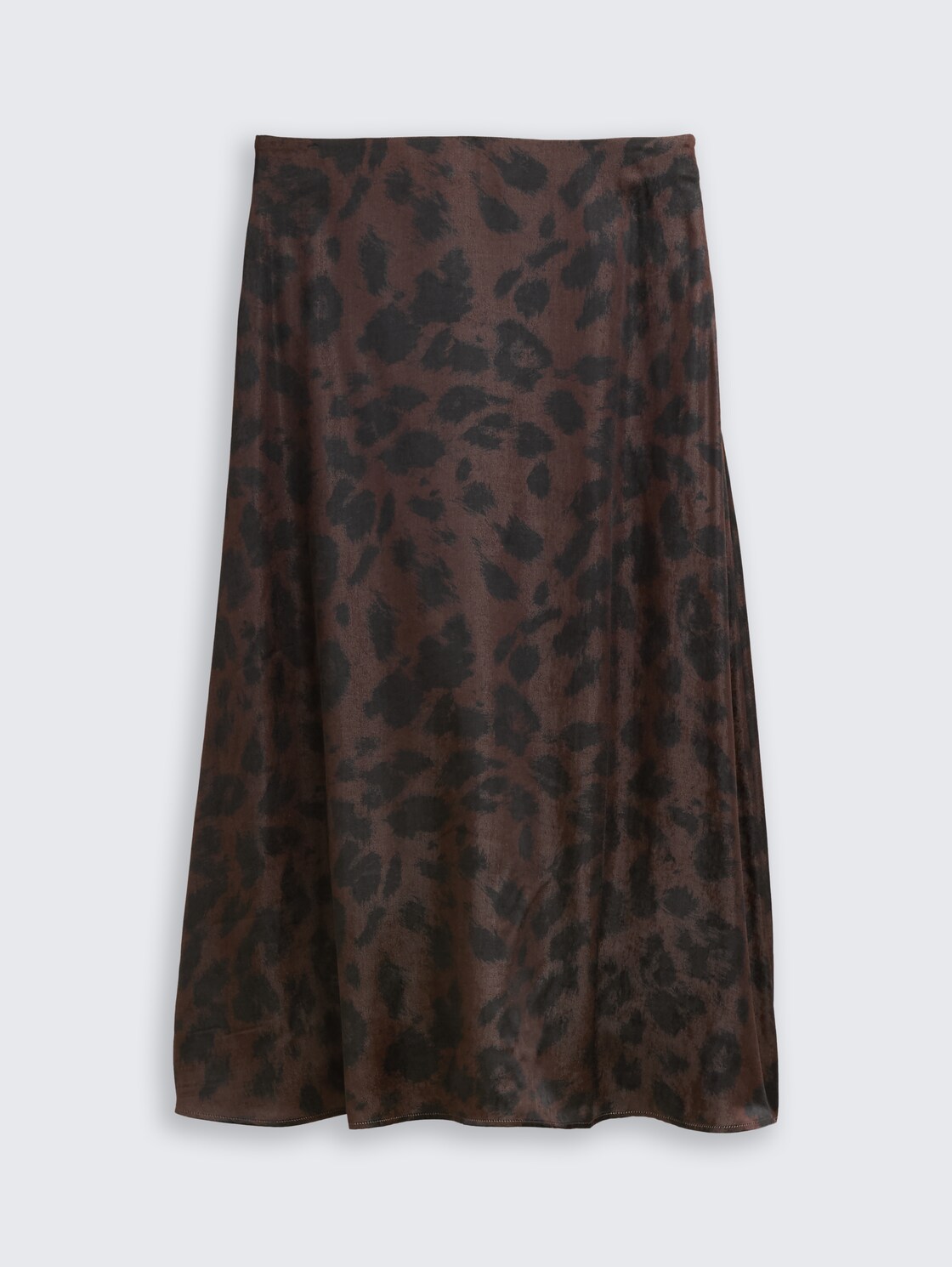 Satin Midi-Rock - brown black big leo print - Vorder-Produkt-Ansicht