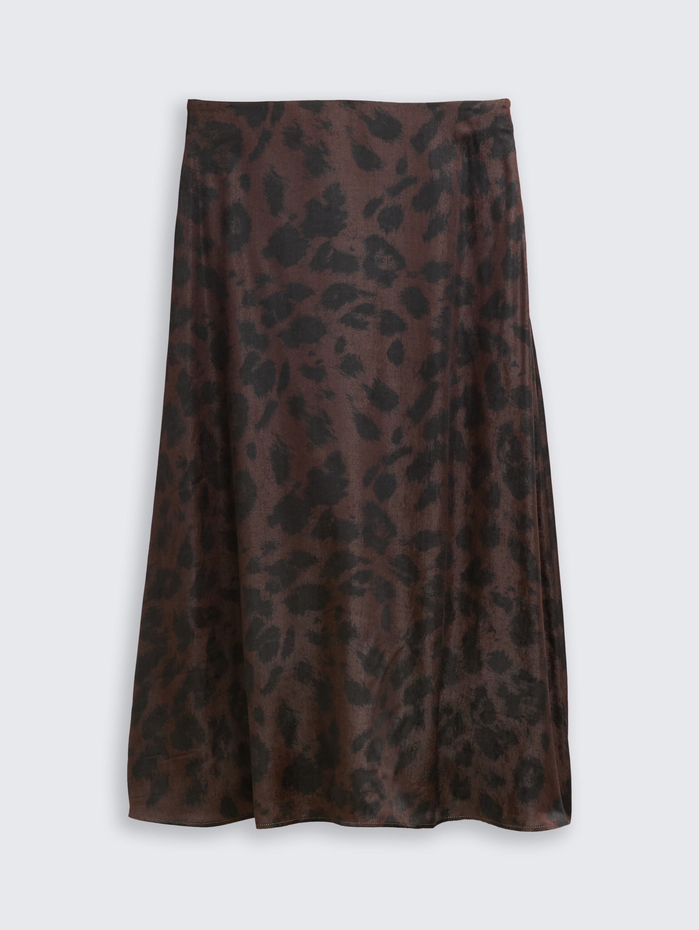 Satijnen midi-rok - brown_black_big_leo_print - 