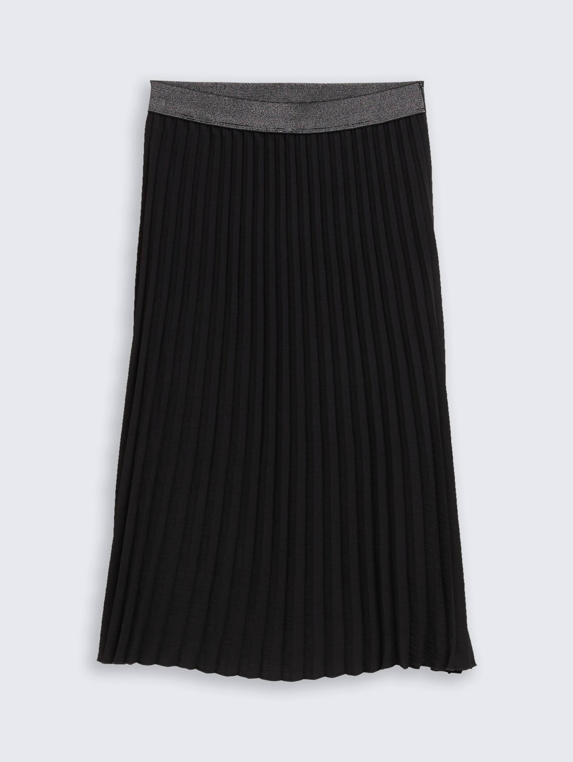 Plissee Midi-Rock mit Glitzer-Detail - deep black - Vorder-Produkt-Ansicht