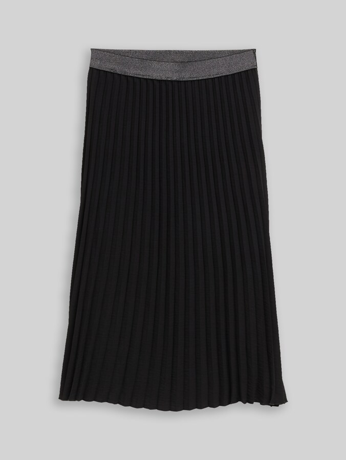 Plissee Midi-Rock mit Glitzer-Detail von Women, deep black