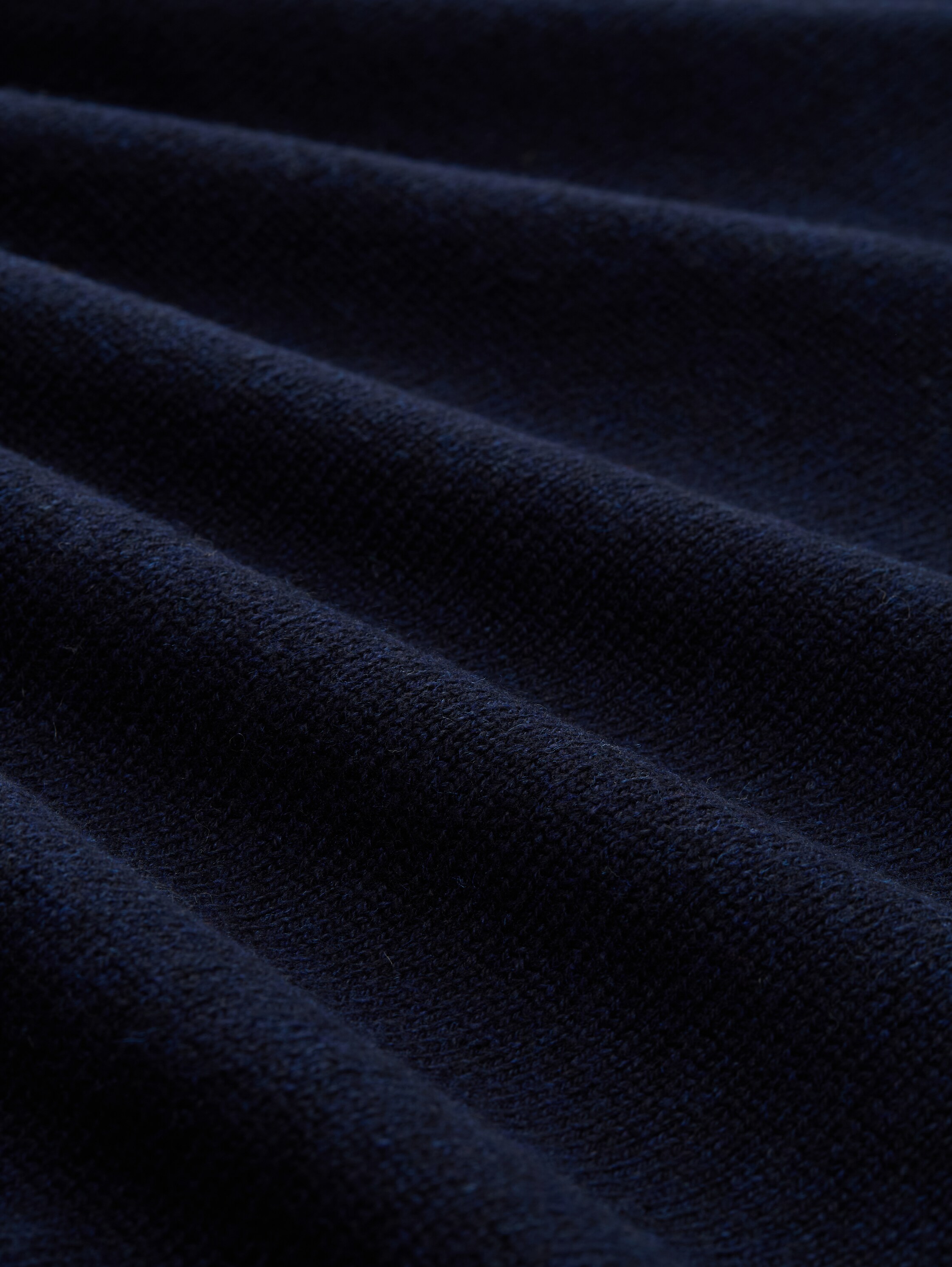 Troyer Strickpullover mit Ripp-Details - Knitted Navy Melange - Material-Ansicht