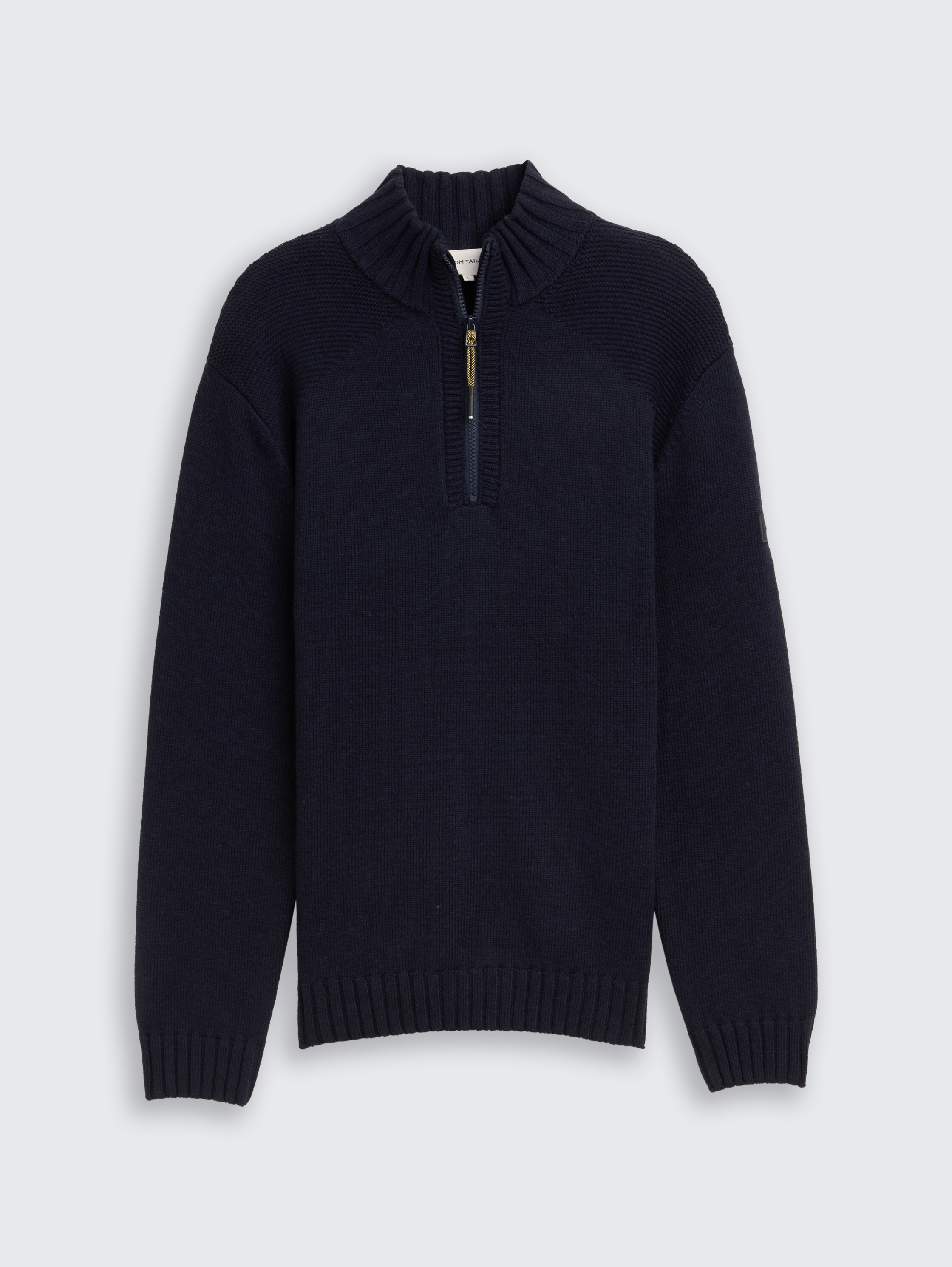 Troyer Strickpullover mit Ripp-Details - Knitted Navy Melange