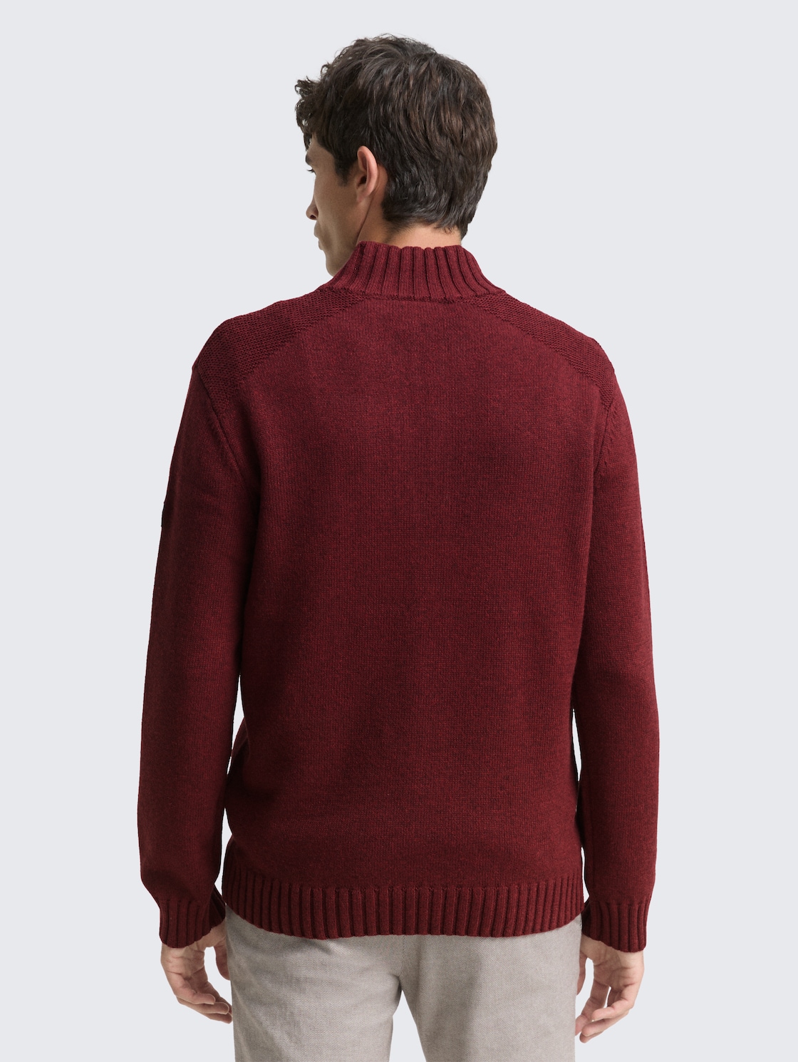 Troyer Strickpullover mit Ripp-Details - bordeaux melange