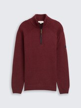 Troyer Strickpullover mit Ripp-Details - bordeaux melange
