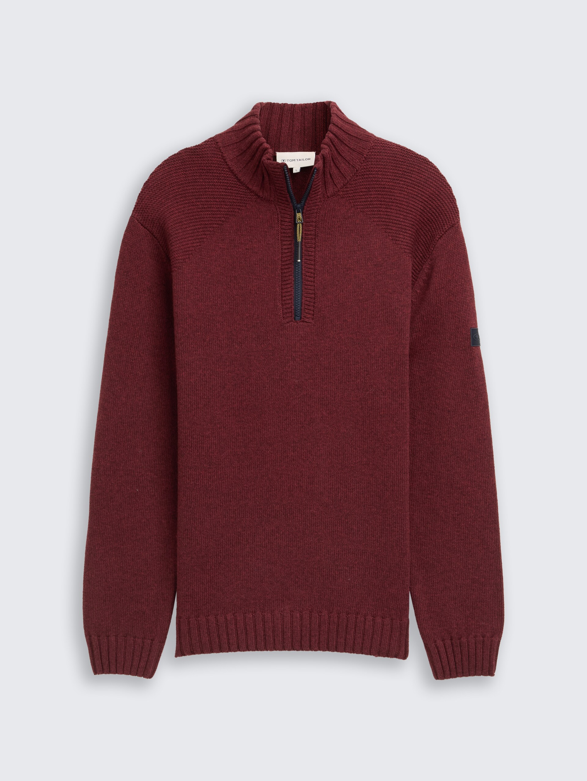 Troyer Strickpullover mit Ripp-Details - bordeaux melange