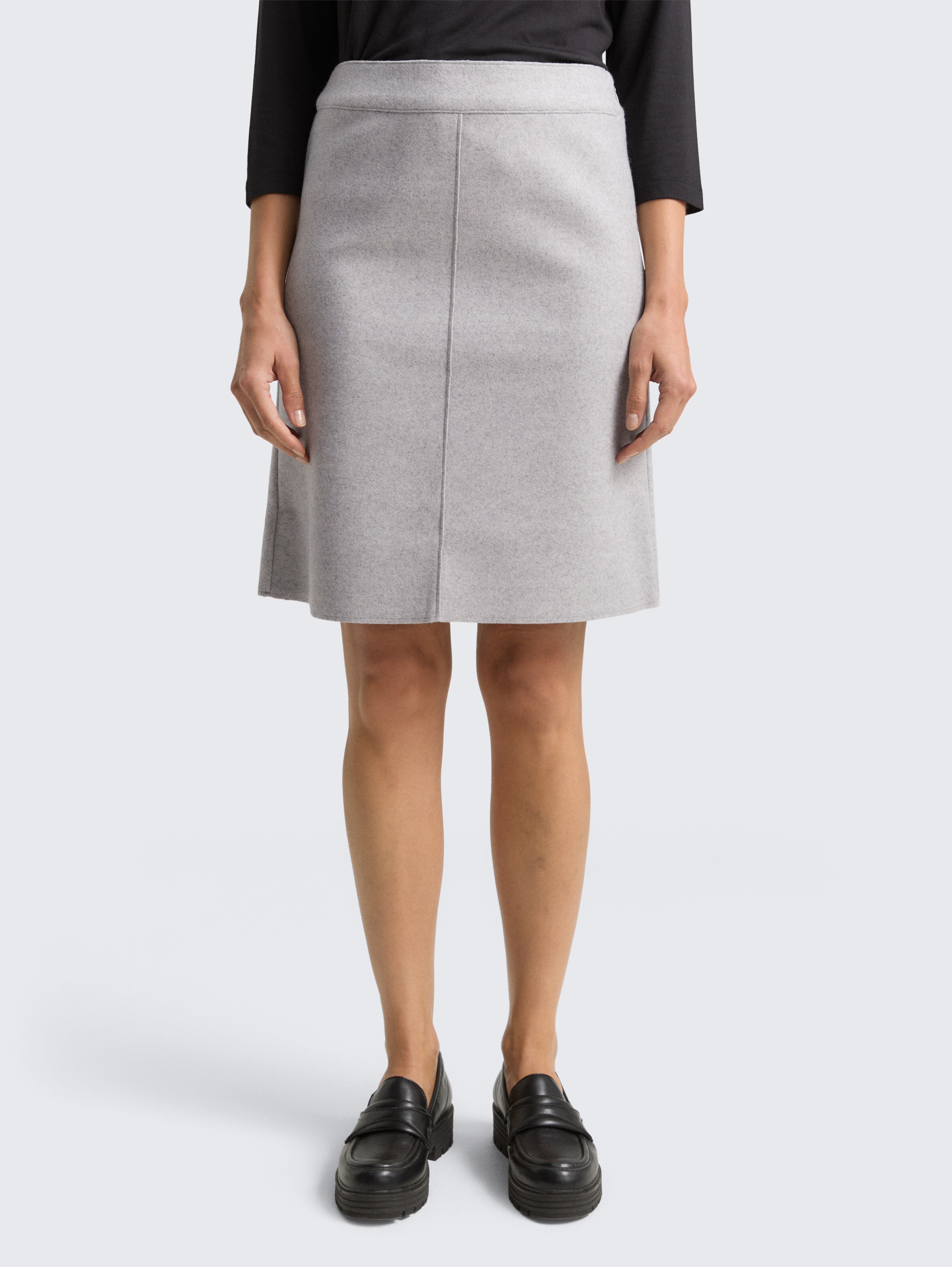 Cosy skirt in a melange look by Women, medium silver grey melange