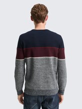 Pull en maille avec colour blocking - navy red white stripe