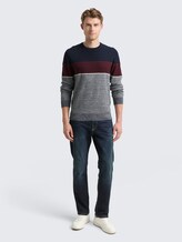 Pull en maille avec colour blocking - navy red white stripe - Vue de face du modèle