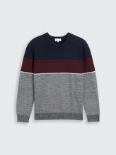 Pull en maille avec colour blocking - navy red white stripe