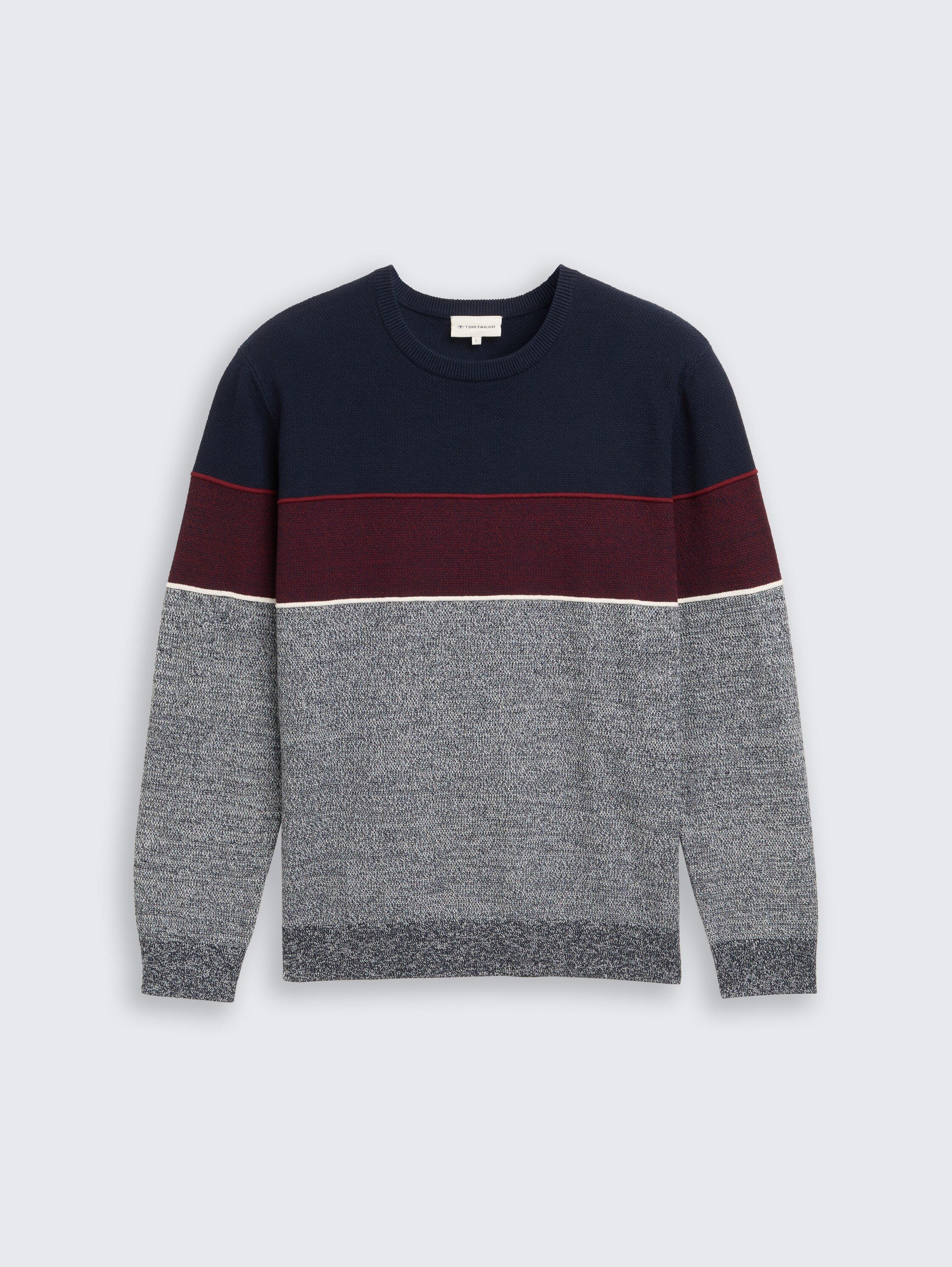 Strickpullover mit Colour Blocking - navy_red_white_stripe - 