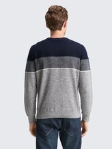 Pull en maille avec colour blocking - navy offwhite white stripe