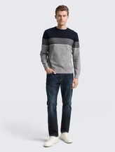 Pull en maille avec colour blocking - navy offwhite white stripe - Vue de face du modèle