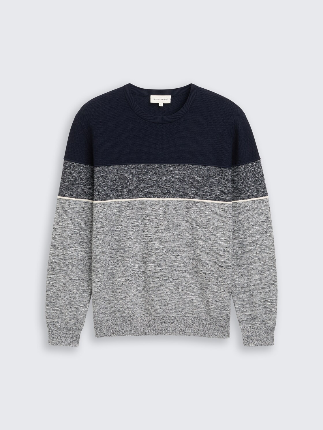 Strickpullover mit Colour Blocking - navy offwhite white stripe