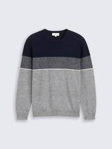 Pull en maille avec colour blocking - navy offwhite white stripe