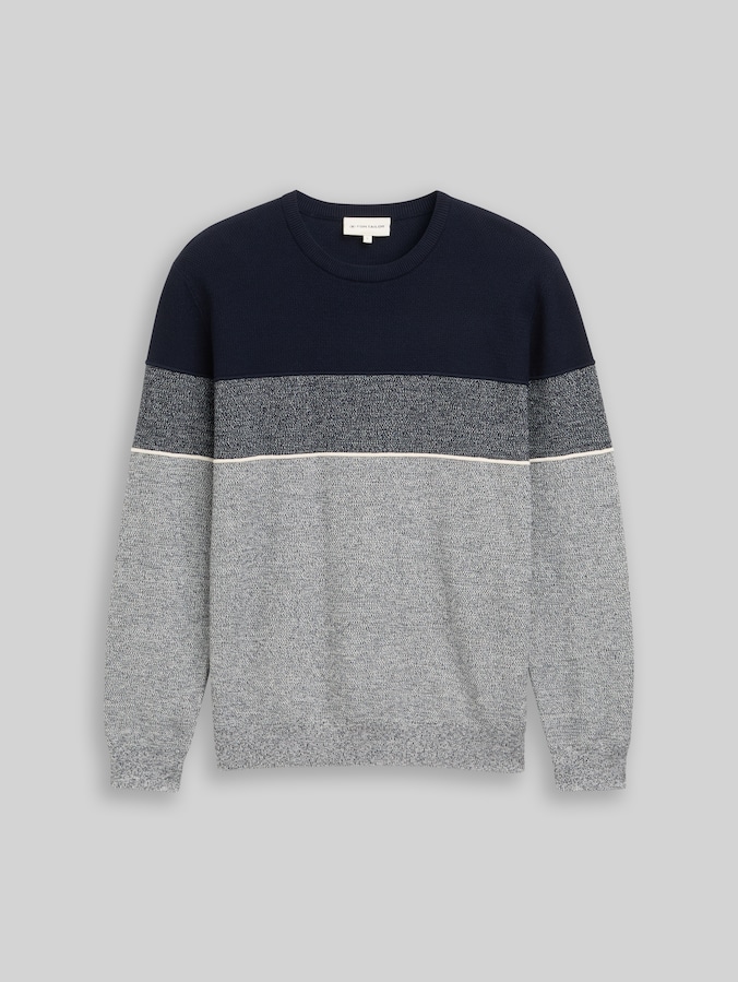 Pull en maille avec blocs de couleur par Men, navy offwhite white stripe