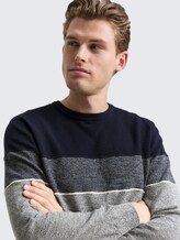 Pull en maille avec colour blocking - navy offwhite white stripe - Vue détaillée du modèle