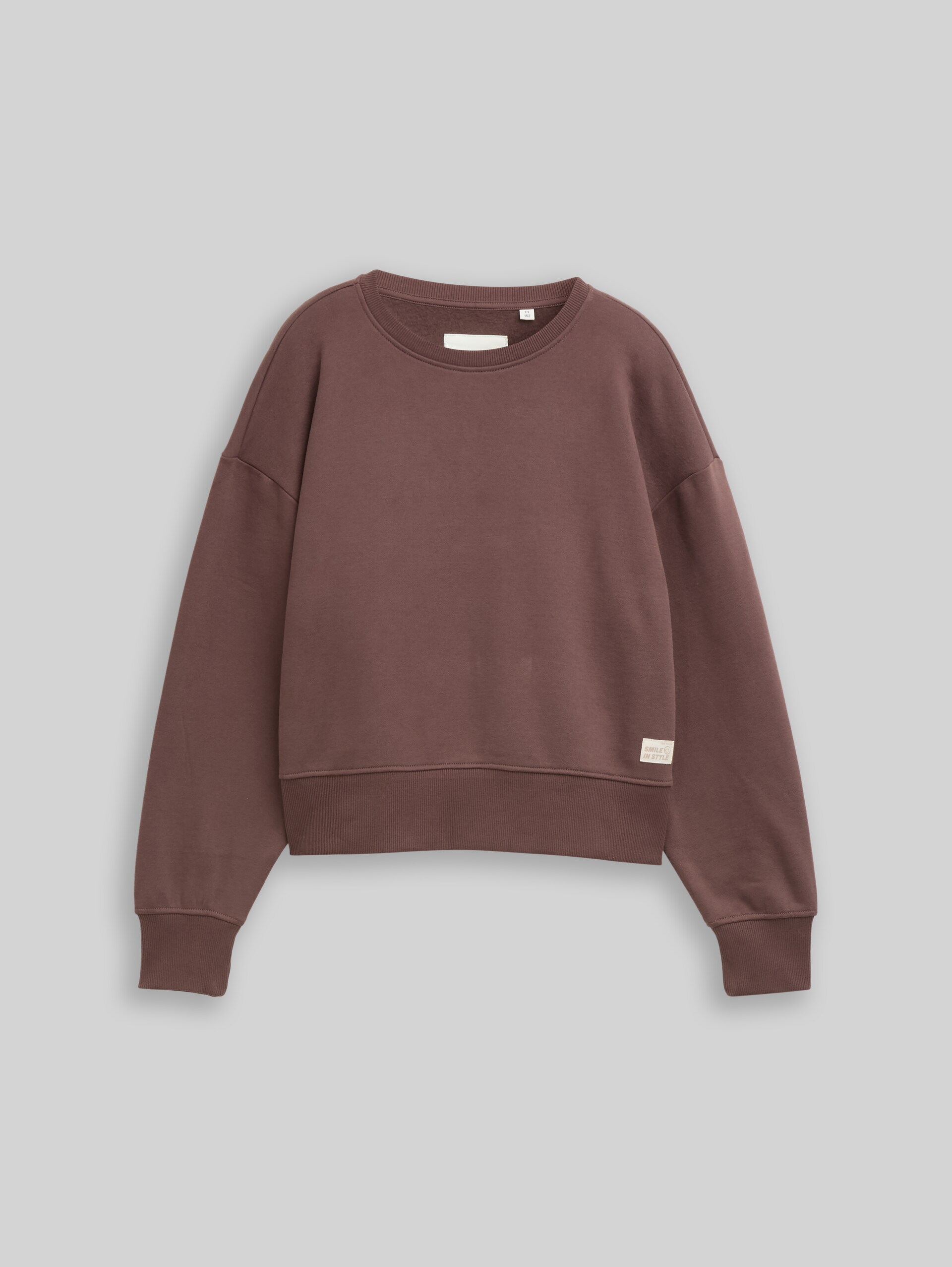 Basic sweatshirt with badge - soft chocolate brown - Front product view