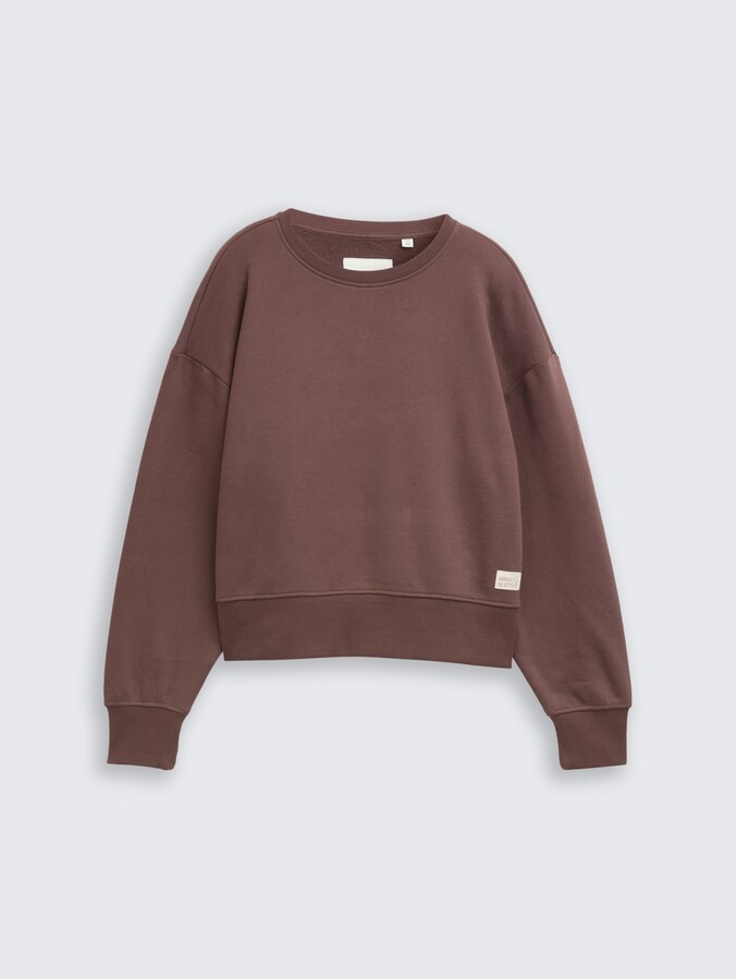 Basic sweatshirt met badge door Teen Girls, soft chocolate brown