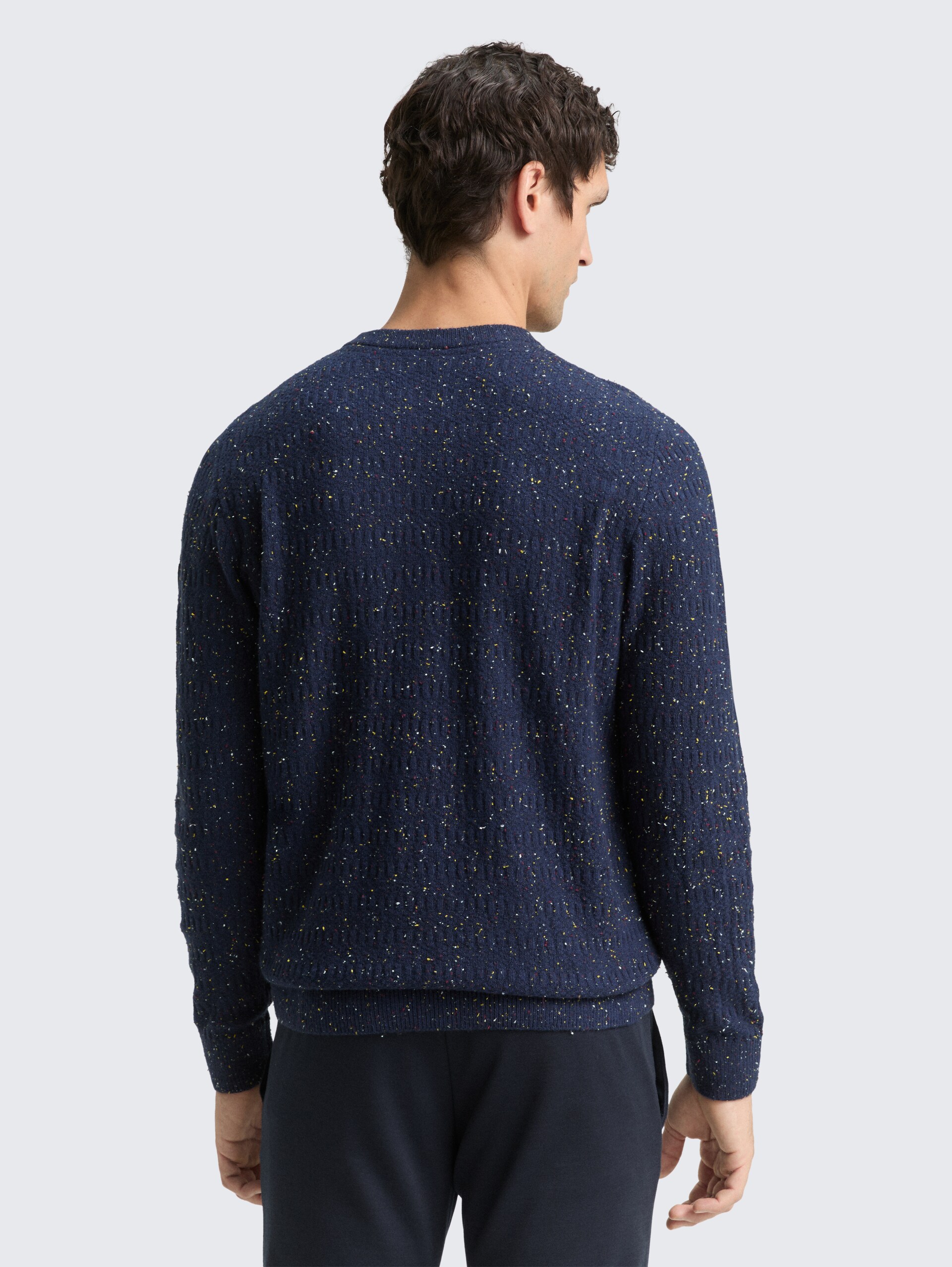 Strickpullover mit Rundhalsausschnitt - navy multicolor neps