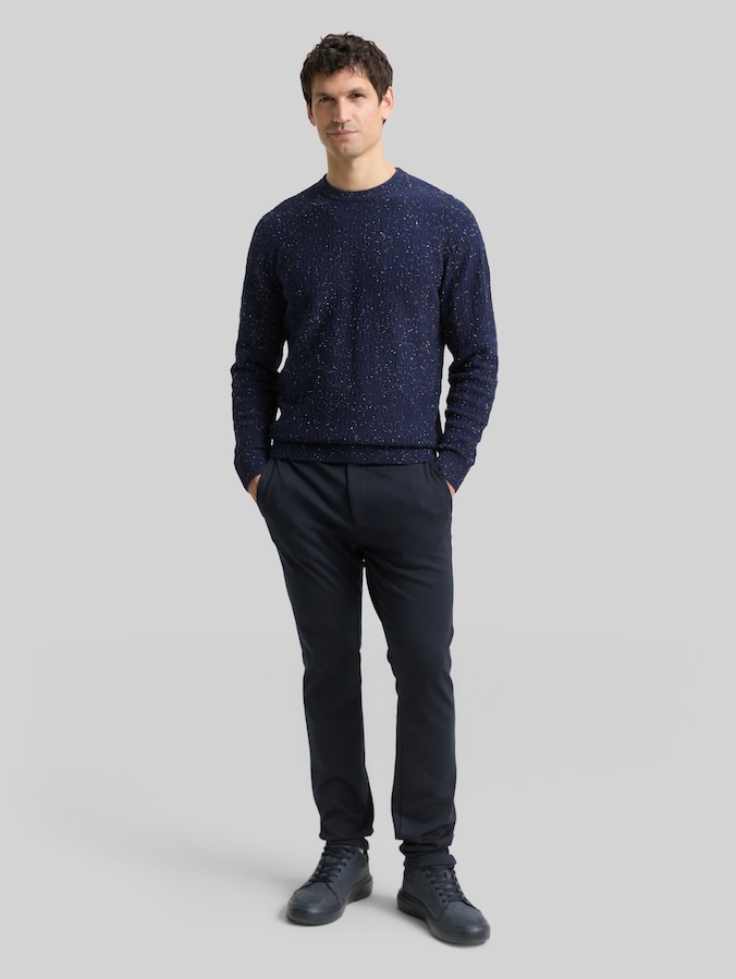Strickpullover mit Rundhalsausschnitt von Men, navy multicolor neps