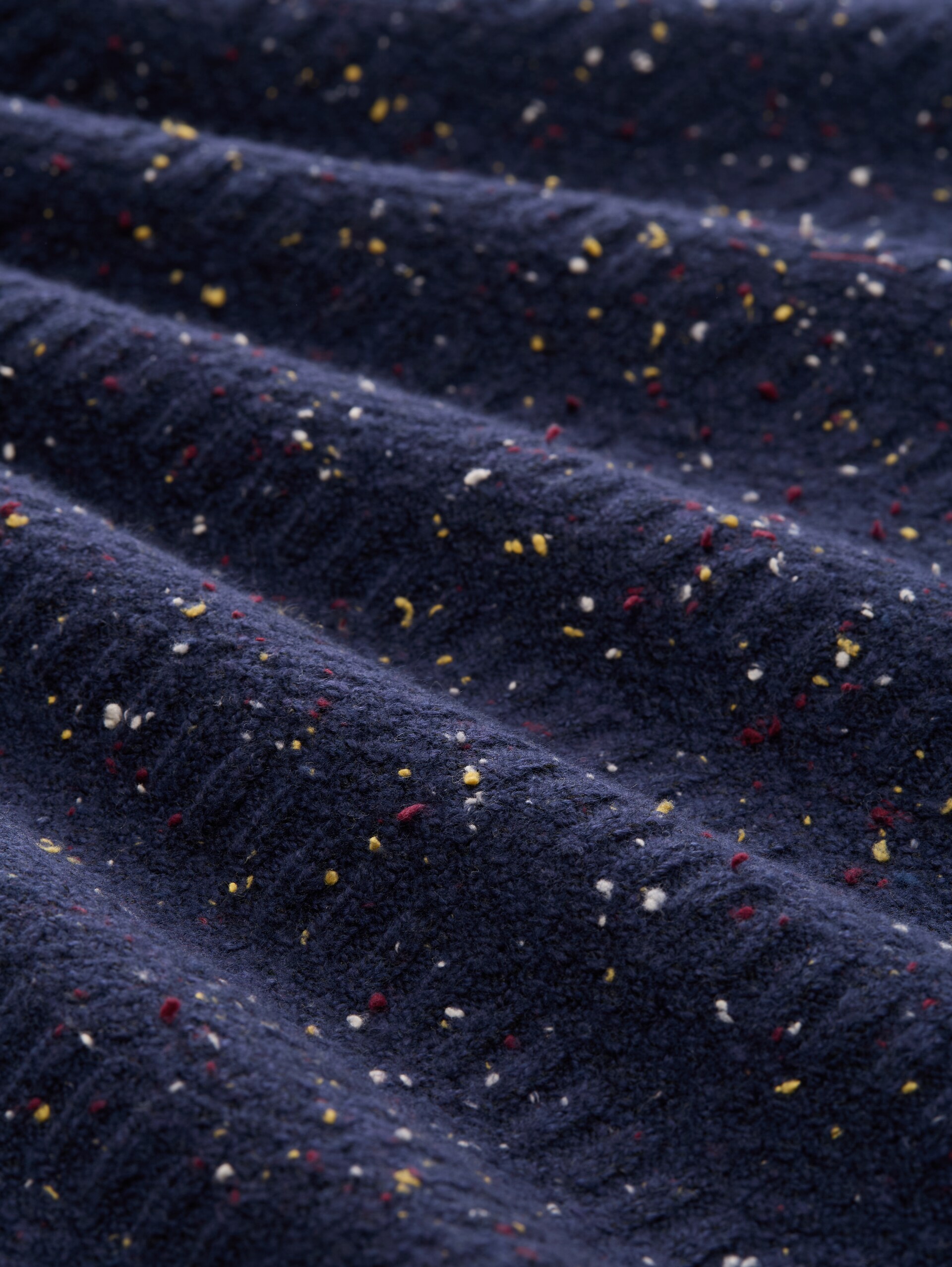 Strickpullover mit Rundhalsausschnitt - navy multicolor neps - Material-Ansicht